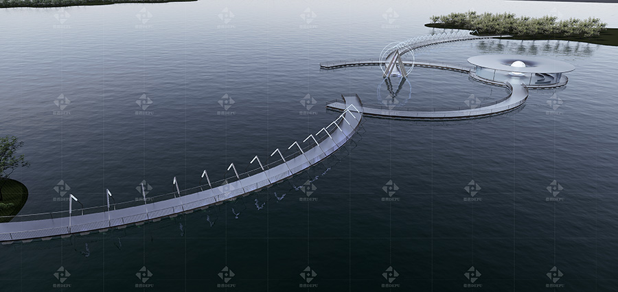 SCIENCE FICTION THEMED FLOATING BRIDGE LANDSCAPE FLOATING BRIDGE