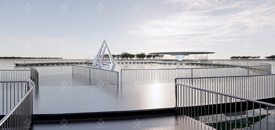 SCIENCE FICTION THEMED FLOATING BRIDGE LANDSCAPE FLOATING BRIDGE