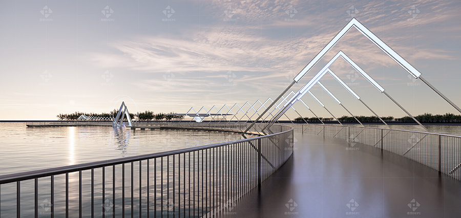 SCIENCE FICTION THEMED FLOATING BRIDGE LANDSCAPE FLOATING BRIDGE