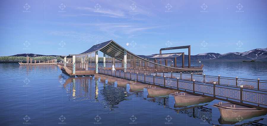 CHINESE STYLE ANCIENT PONTOON BRIDGE
